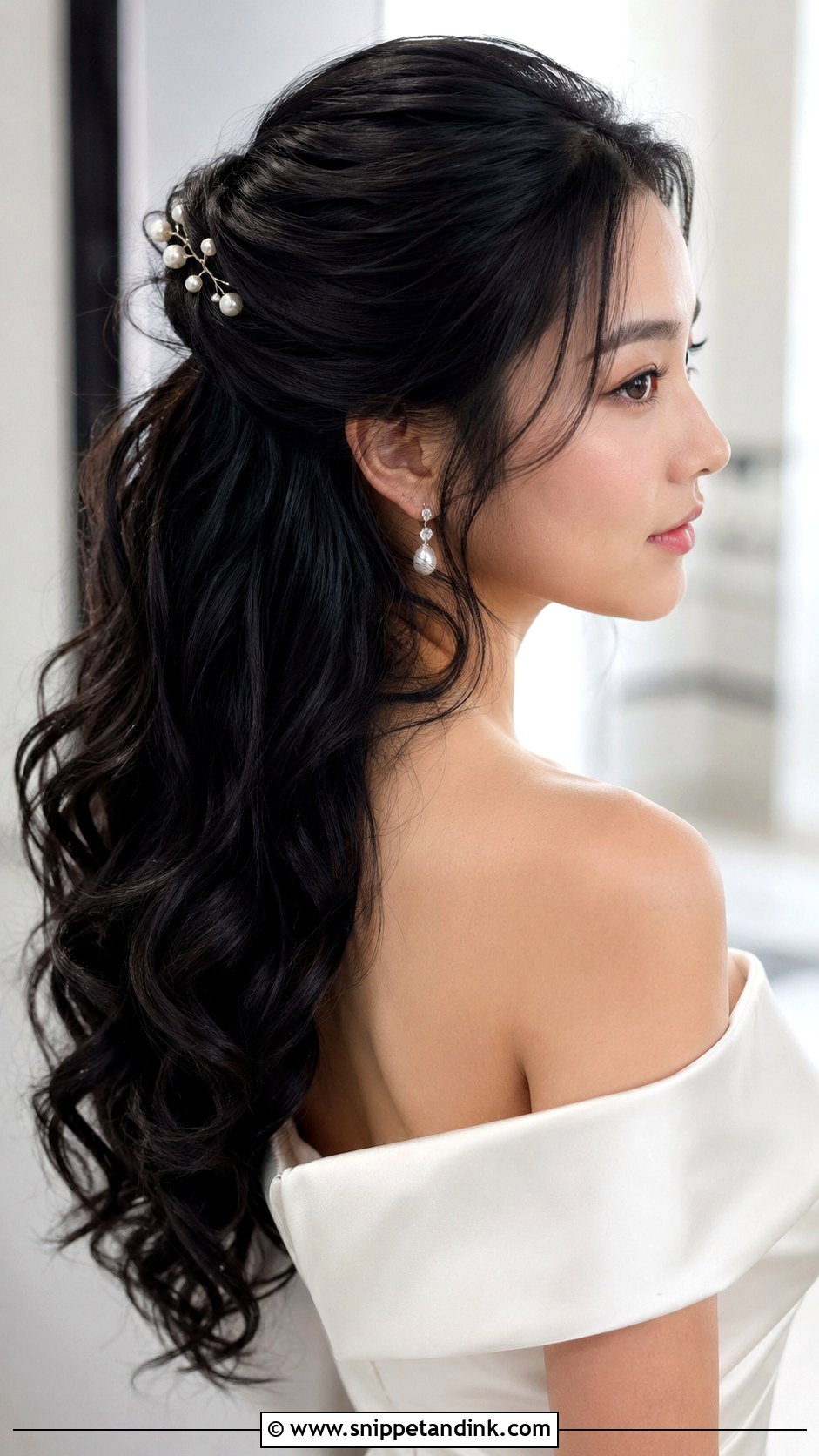 Long Black Hair Half Up Wedding Hairstyle - Snippet and Ink - 15 Wedding Hairstyles for Long Black Hair