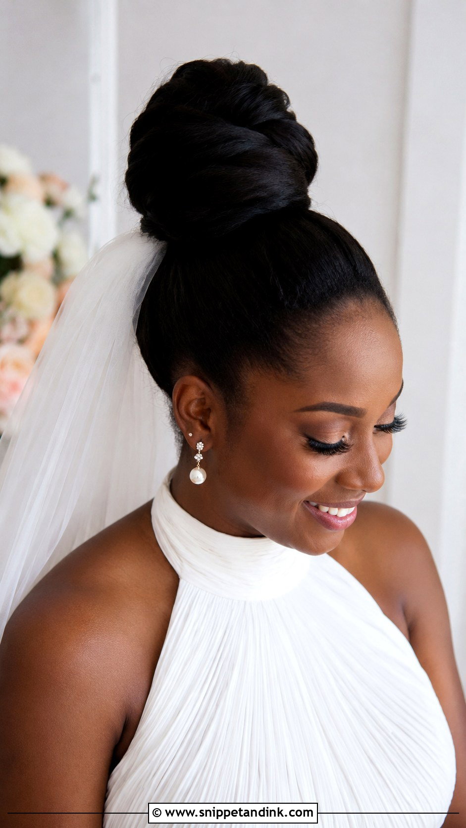 Long Black Hair High Bun Wedding Hairstyle - Snippet and Ink - 15 Wedding Hairstyles for Long Black Hair