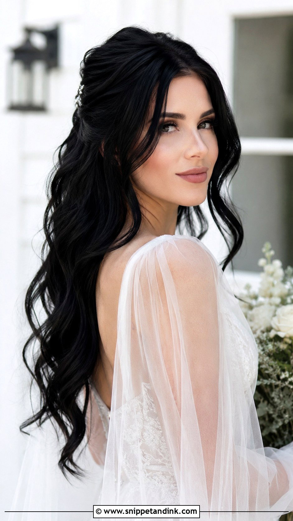 Long Black Hair Loose Waves Wedding Hairstyle - Snippet and Ink - 15 Wedding Hairstyles for Long Black Hair