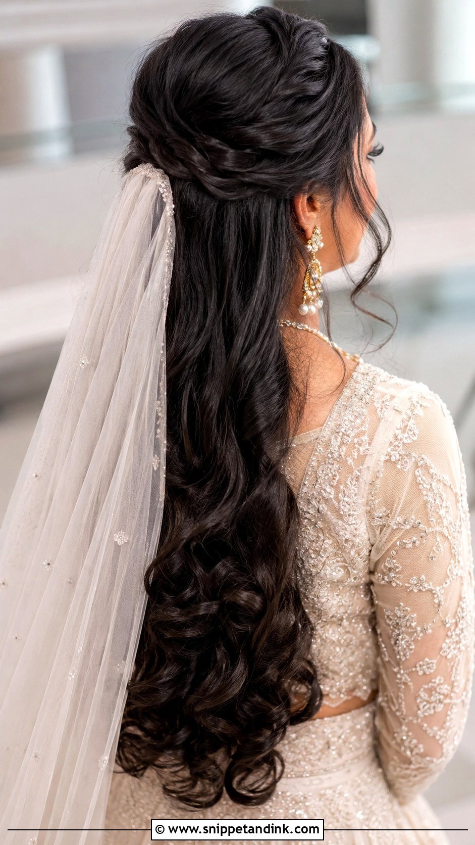 Long Black Half Up Wedding Hair - Snippet and Ink - 15 Long Black Wedding Hair Ideas