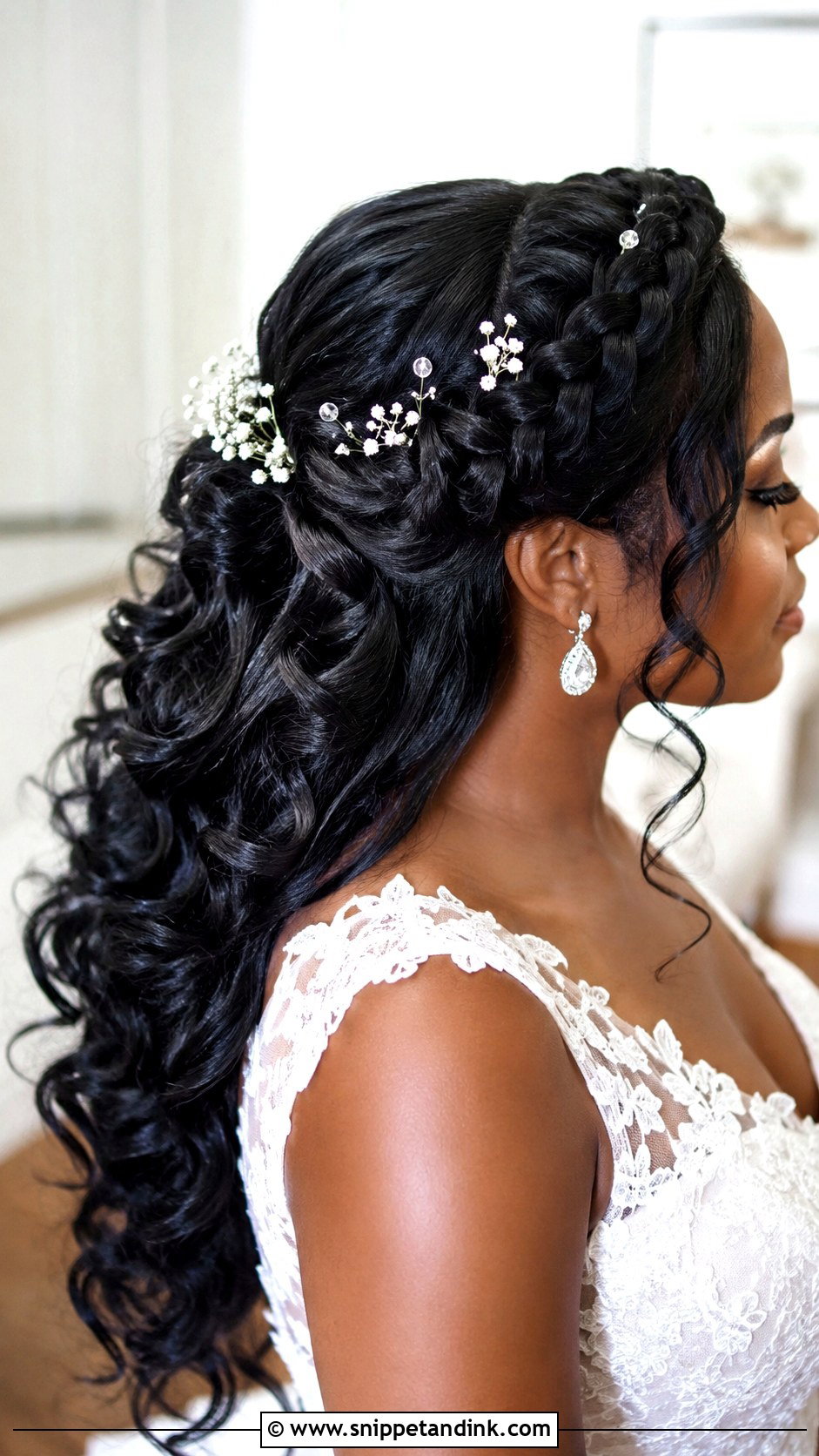 Long Black Wedding Hair With Braided Crown - Snippet and Ink - 15 Long Black Wedding Hair Ideas