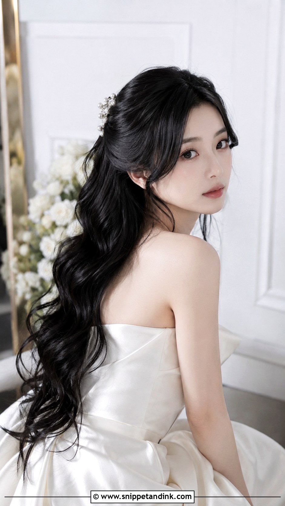 Long Black Wedding Hair With Loose Waves - Snippet and Ink - 15 Long Black Wedding Hair Ideas