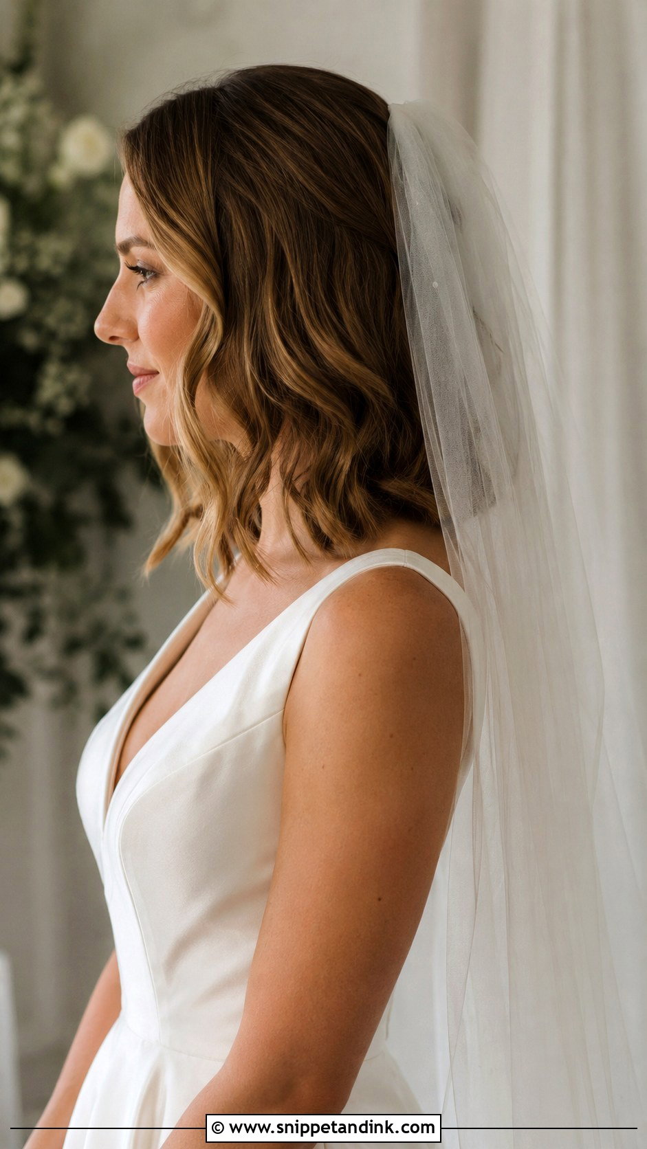 Long Bob Bridal Hair With A Veil - Snippet and Ink - 15 Long Bob Bridal Hair Ideas