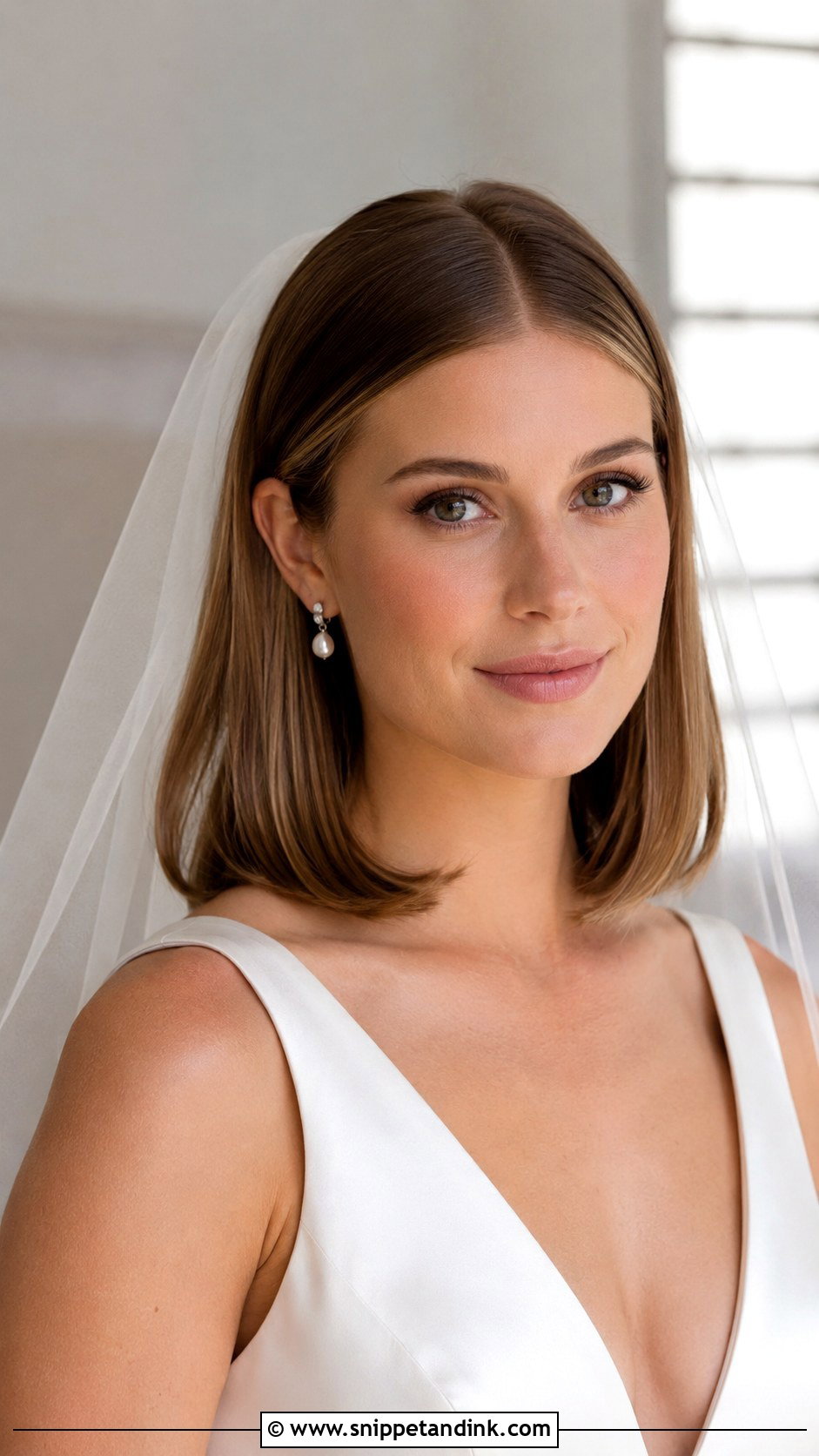 Long Bob Bridal Hair With Center Part - Snippet and Ink - 15 Long Bob Bridal Hair Ideas