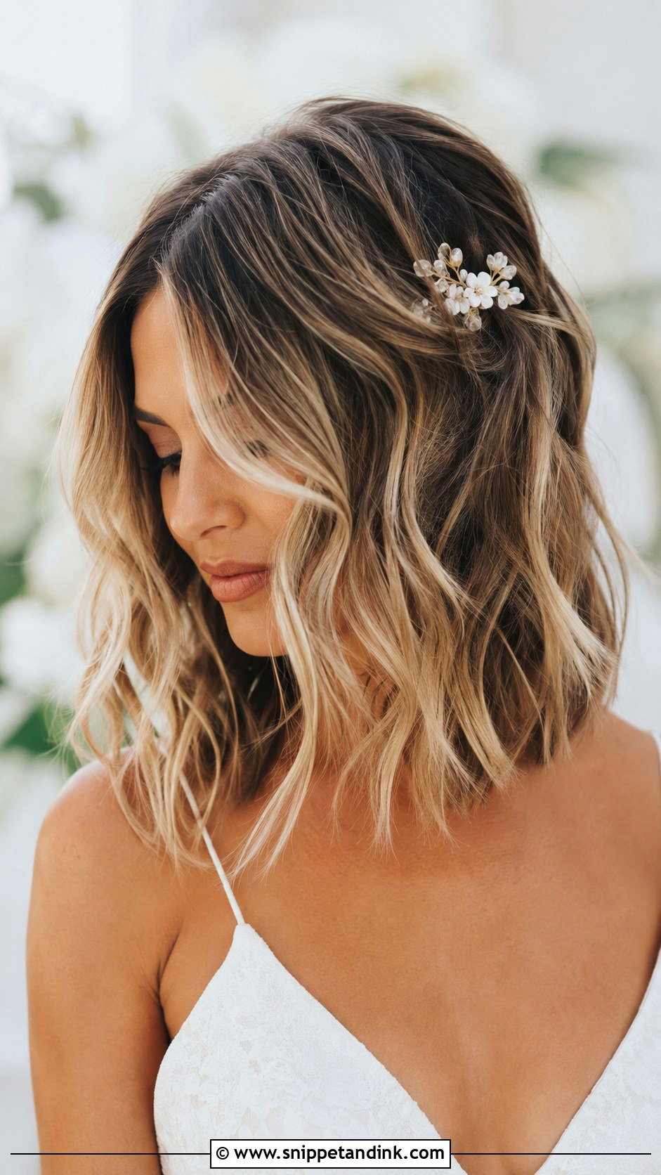 Long Bob Bridal Hair With Headband - Snippet and Ink - 15 Long Bob Bridal Hair Ideas