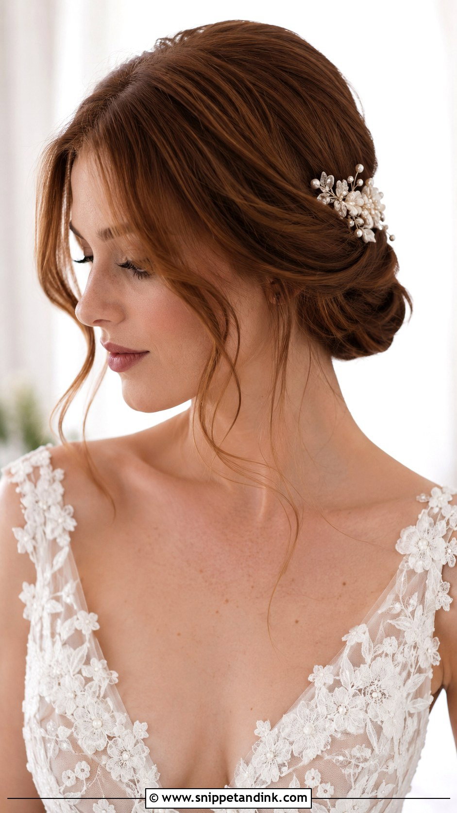 Long Bob Bridal Hair With Low Bun - Snippet and Ink - 15 Long Bob Bridal Hair Ideas