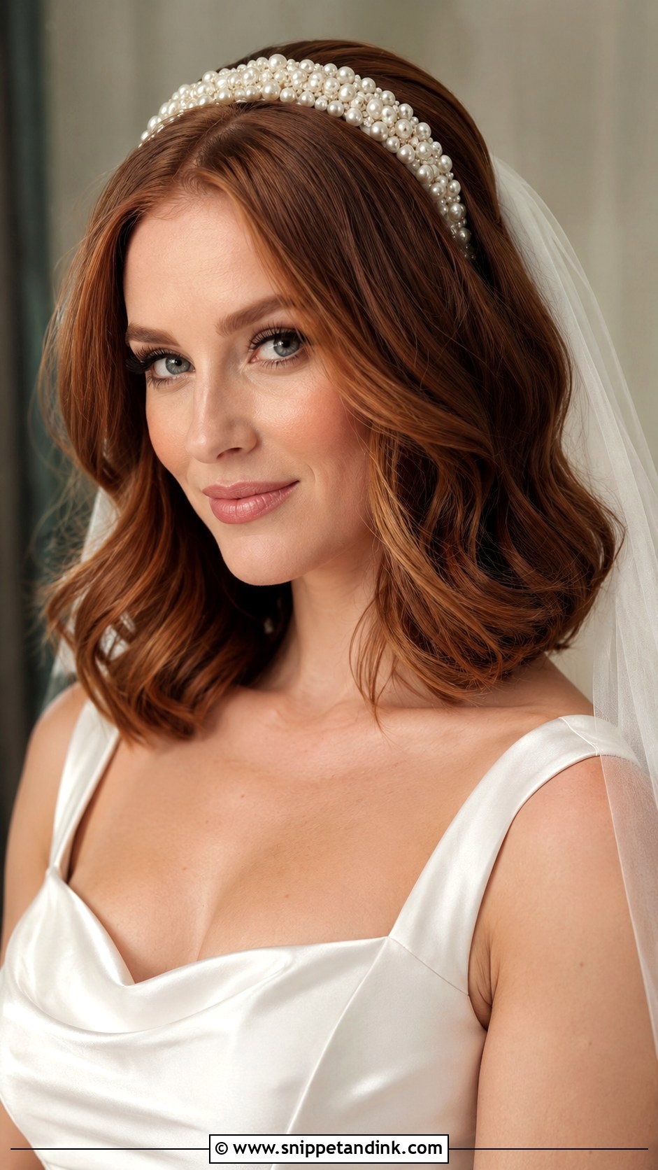Long Bob Wedding Hairstyle With Bridal Headband - Snippet and Ink - 15 Long Bob Hairstyles for Wedding