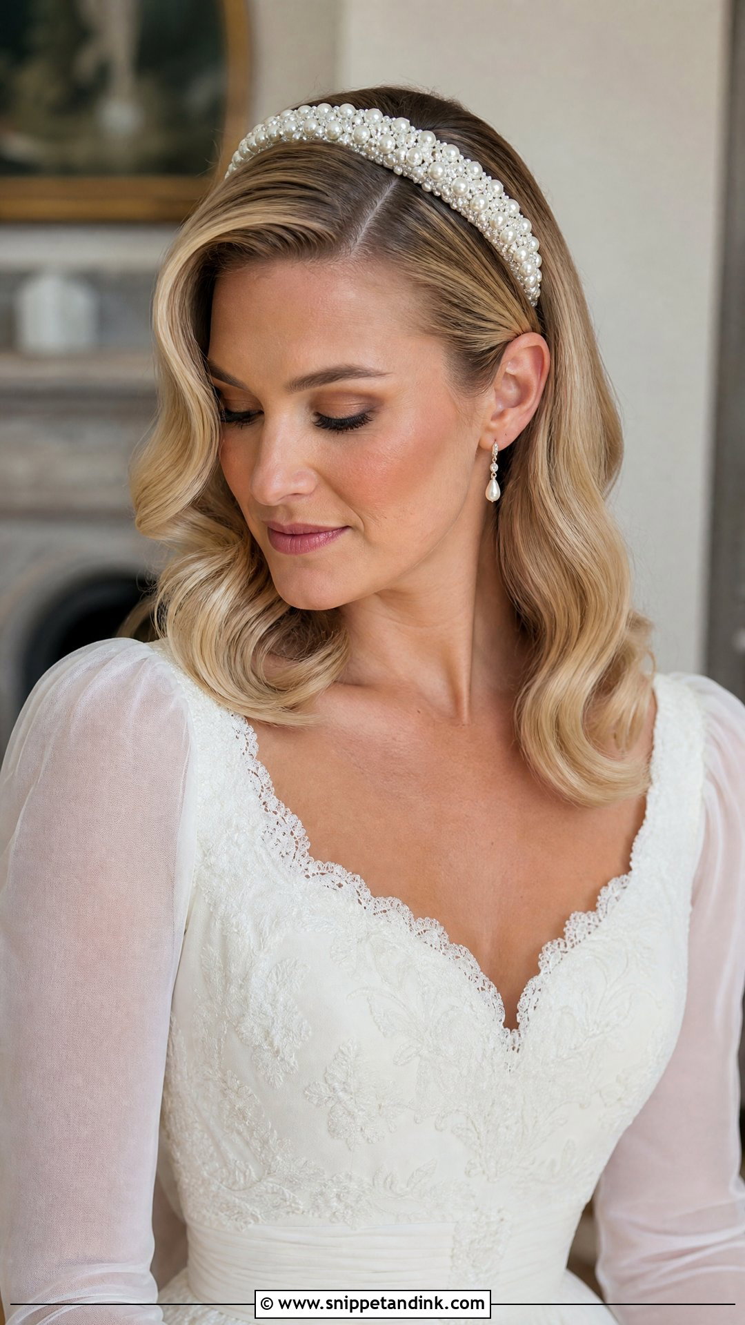 Long Bob With Headband Wedding Hair - Snippet and Ink - 20 Long Bob Wedding Hair Ideas