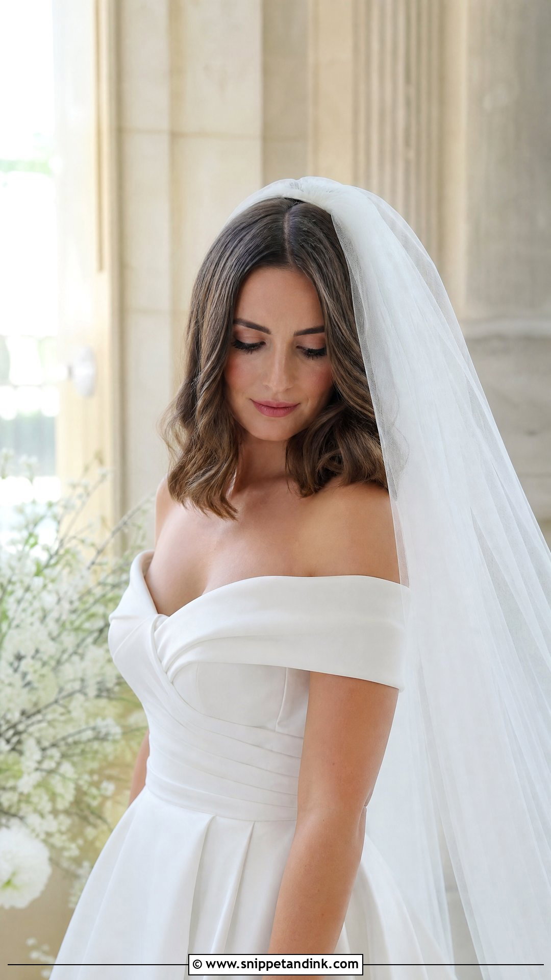 Long Bob With Veil Wedding Hair - Snippet and Ink - 20 Long Bob Wedding Hair Ideas
