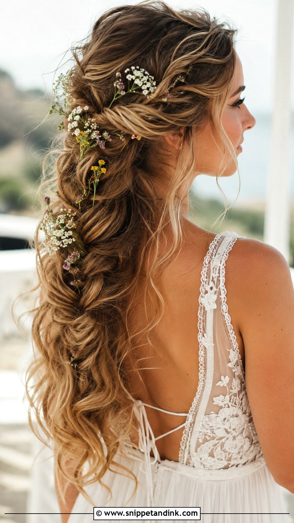 Long Boho Braid With Curls - Snippet and Ink - 25 Long Bridal Hair Ideas