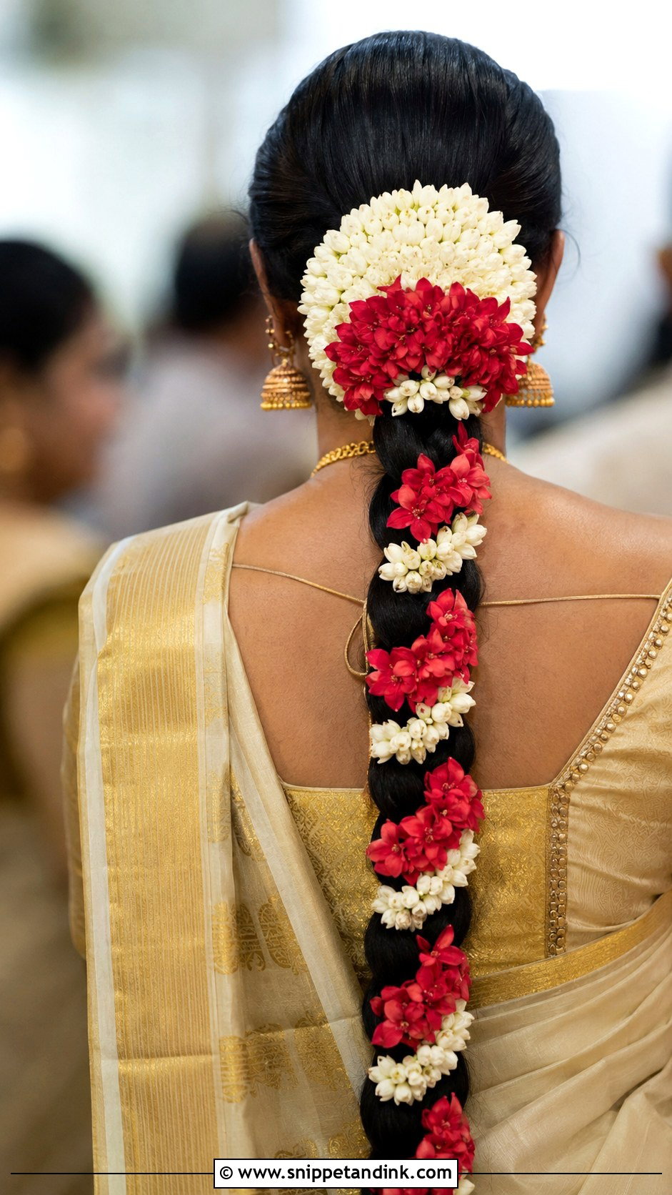 Long Braid With Arali and Jasmine - Snippet and Ink - 30 Kerala Bride Hairstyles