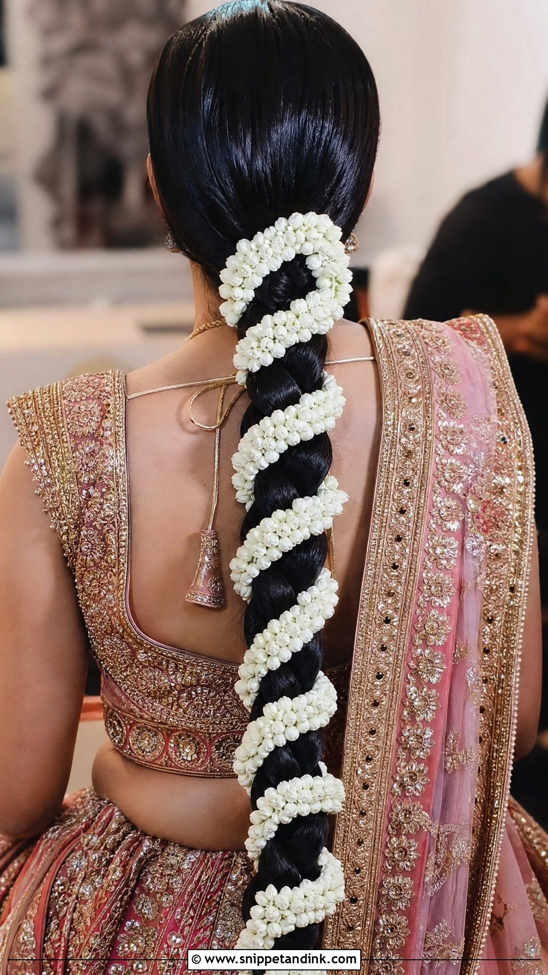 Long Braid Wrapped With Gajra - Snippet and Ink - 20 Hair Gajra Ideas