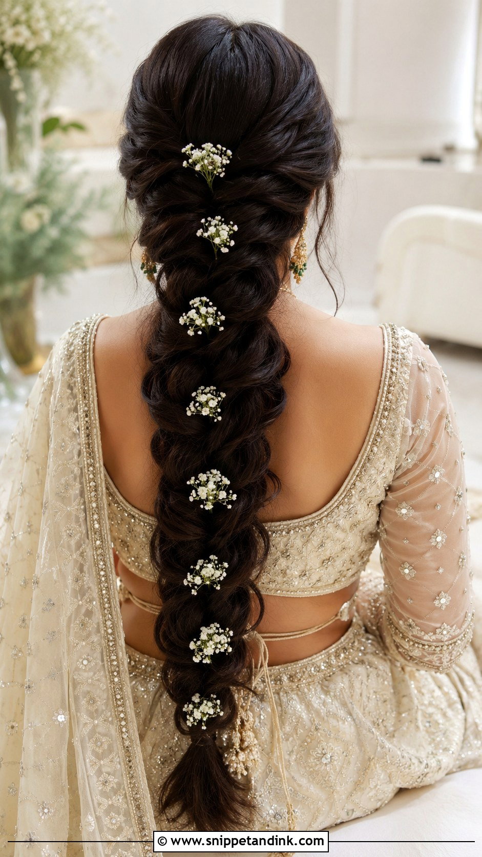 Long Bridal Braid With Flowers - Snippet and Ink - 20 Elegant Braided Hairstyles Weddings