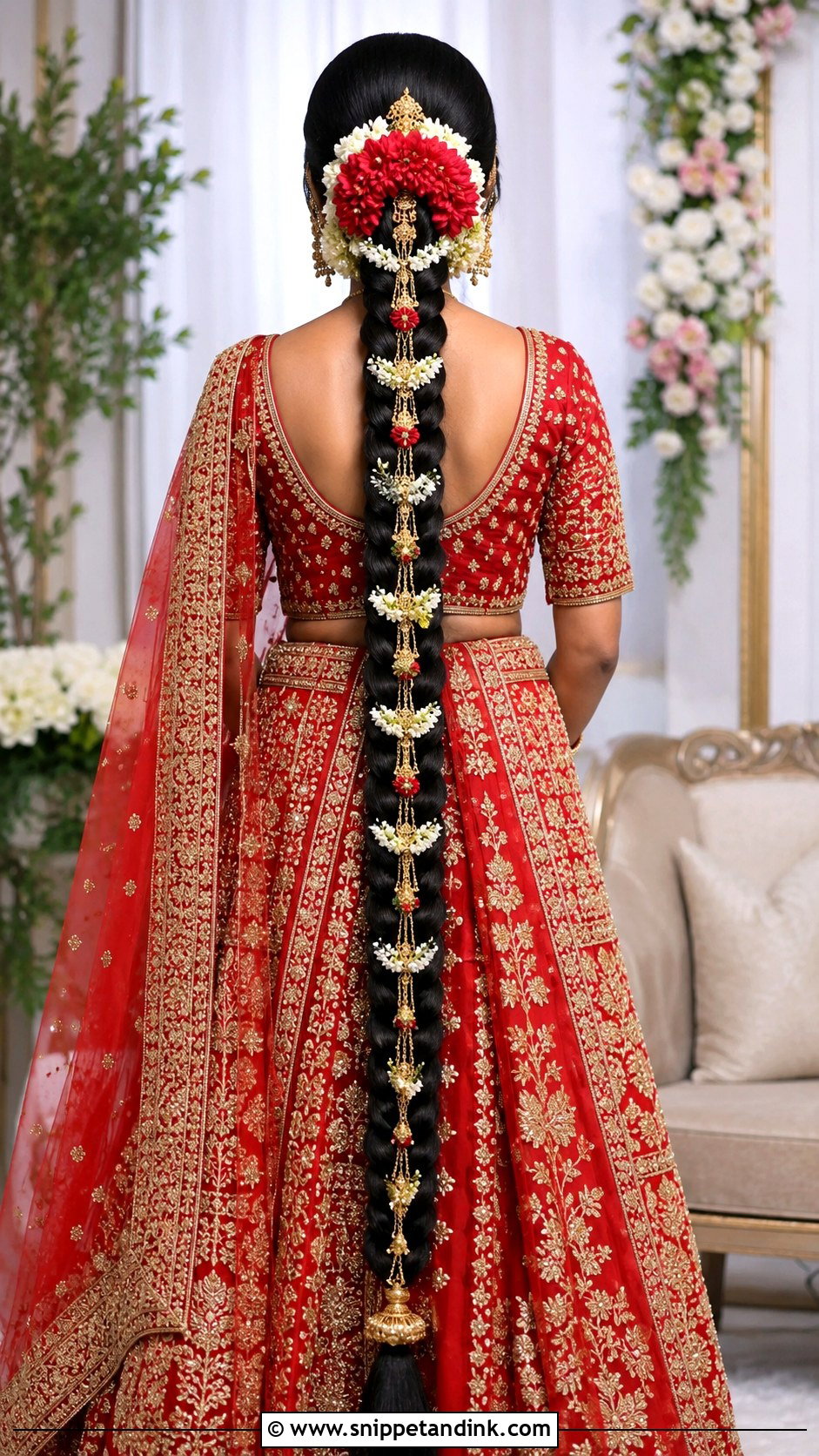 Long Bridal Braid - Snippet and Ink - 15 Indian Bridal Bread Hairstyle Ideas