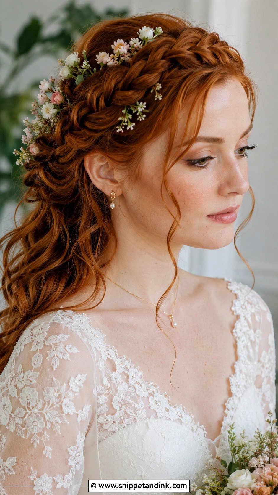 Long Bridal Crown Braid - Snippet and Ink - 20 Long Bride Hair Ideas