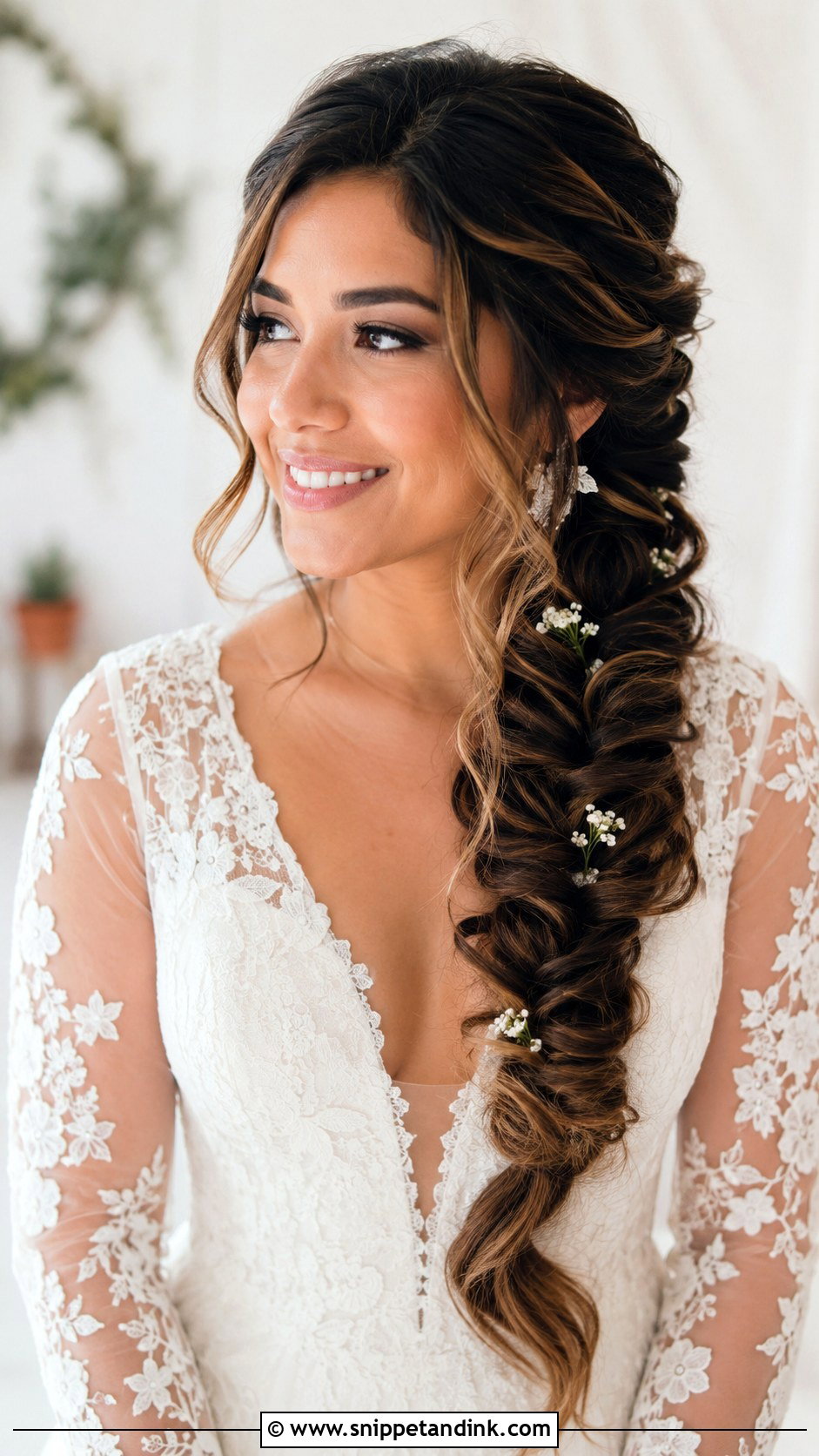 Long Bridal Fishtail Braid - Snippet and Ink - 15 Long Bridal Wedding Hairstyles