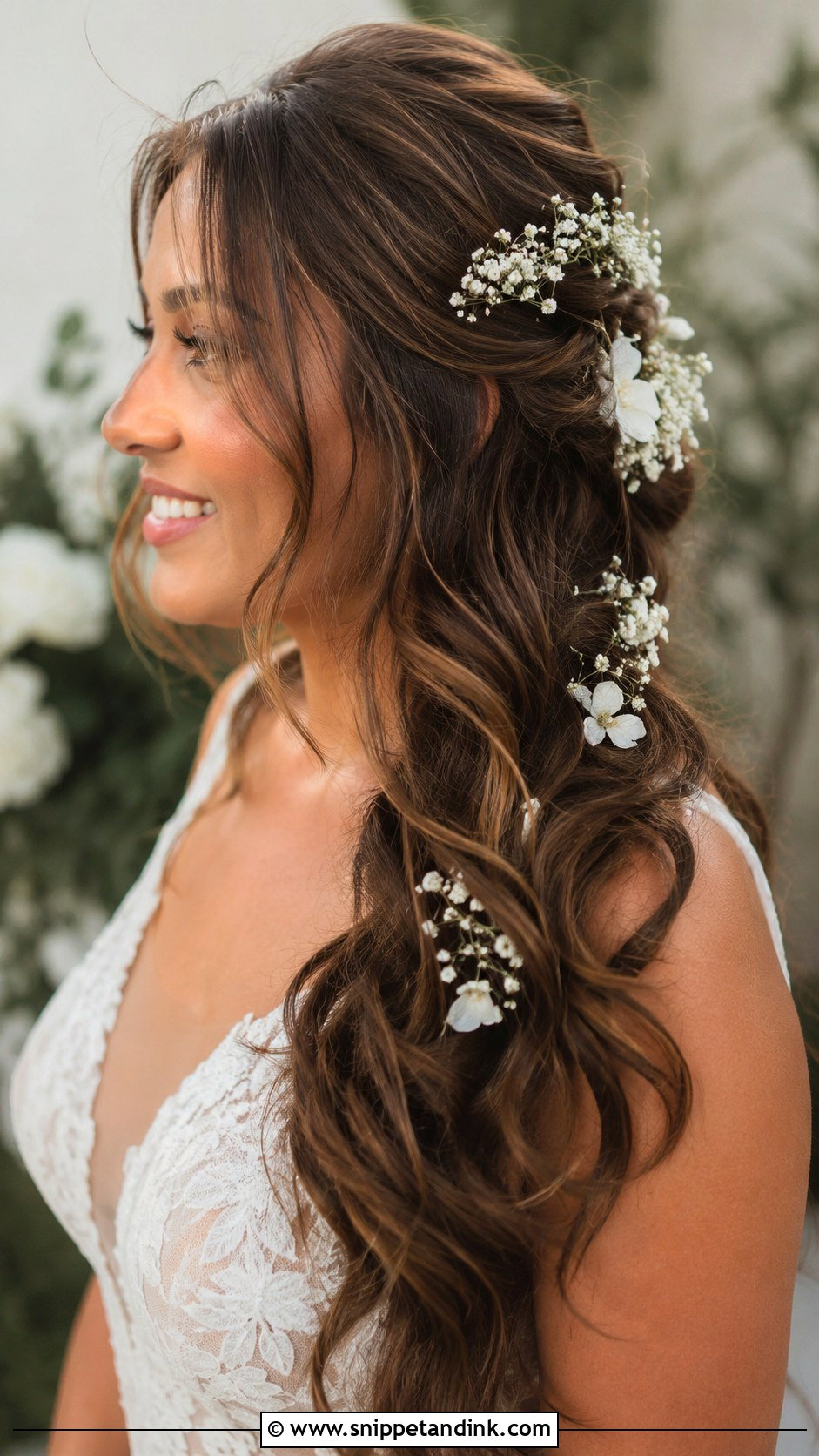 Long Bridal Hair With Flowers - Snippet and Ink - 20 Long Bride Hair Ideas