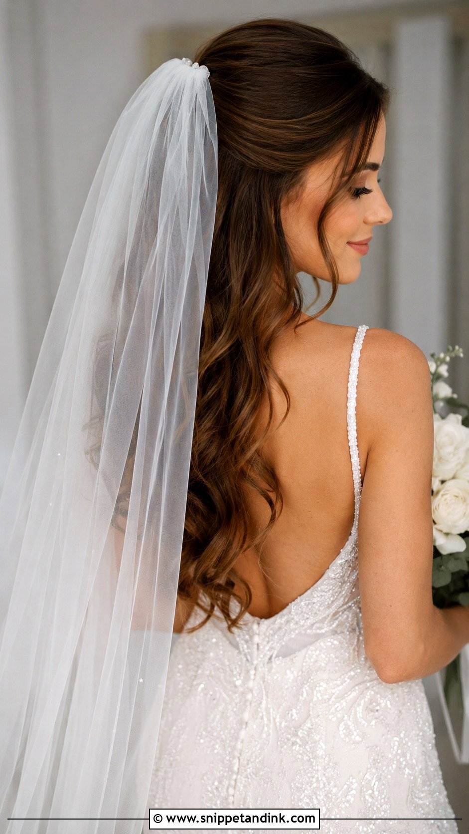 Long Bridal Hair with Cathedral Veil - Snippet and Ink - 25 Bride Hairstyles Down