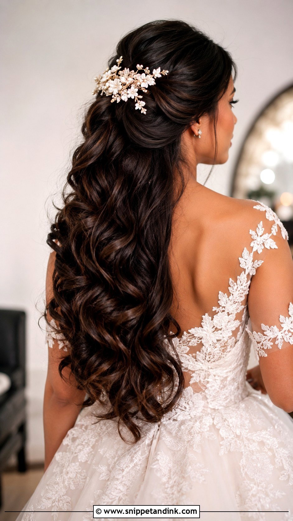 Long Bridal Half Up Half Down For Thick Hair - Snippet and Ink - 20 Long Bridal Hair Half-Up Half-Down Ideas