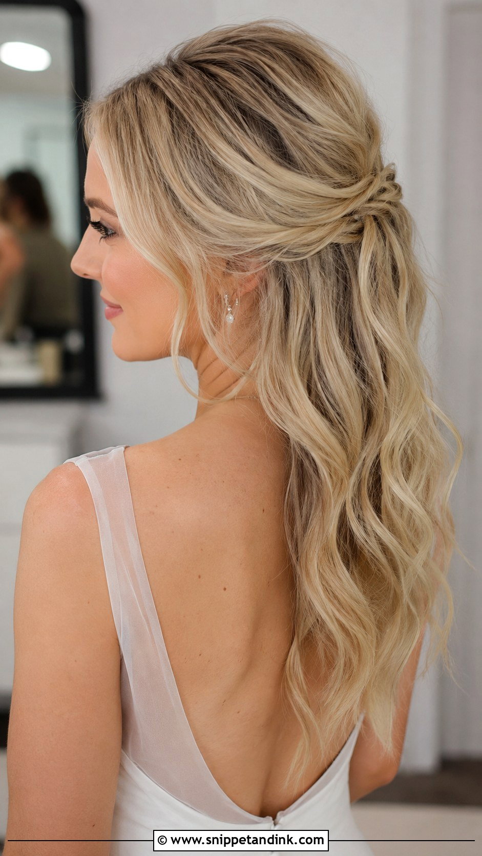 Long Bridal Half Up Half Down For Thin Hair - Snippet and Ink - 20 Long Bridal Hair Half-Up Half-Down Ideas