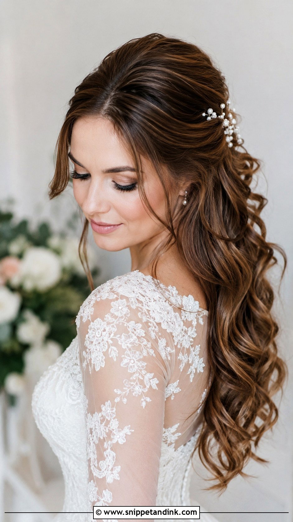 Long Bridal Half Up Half Down Hair - Snippet and Ink - 15 Long Bridal Wedding Hairstyles