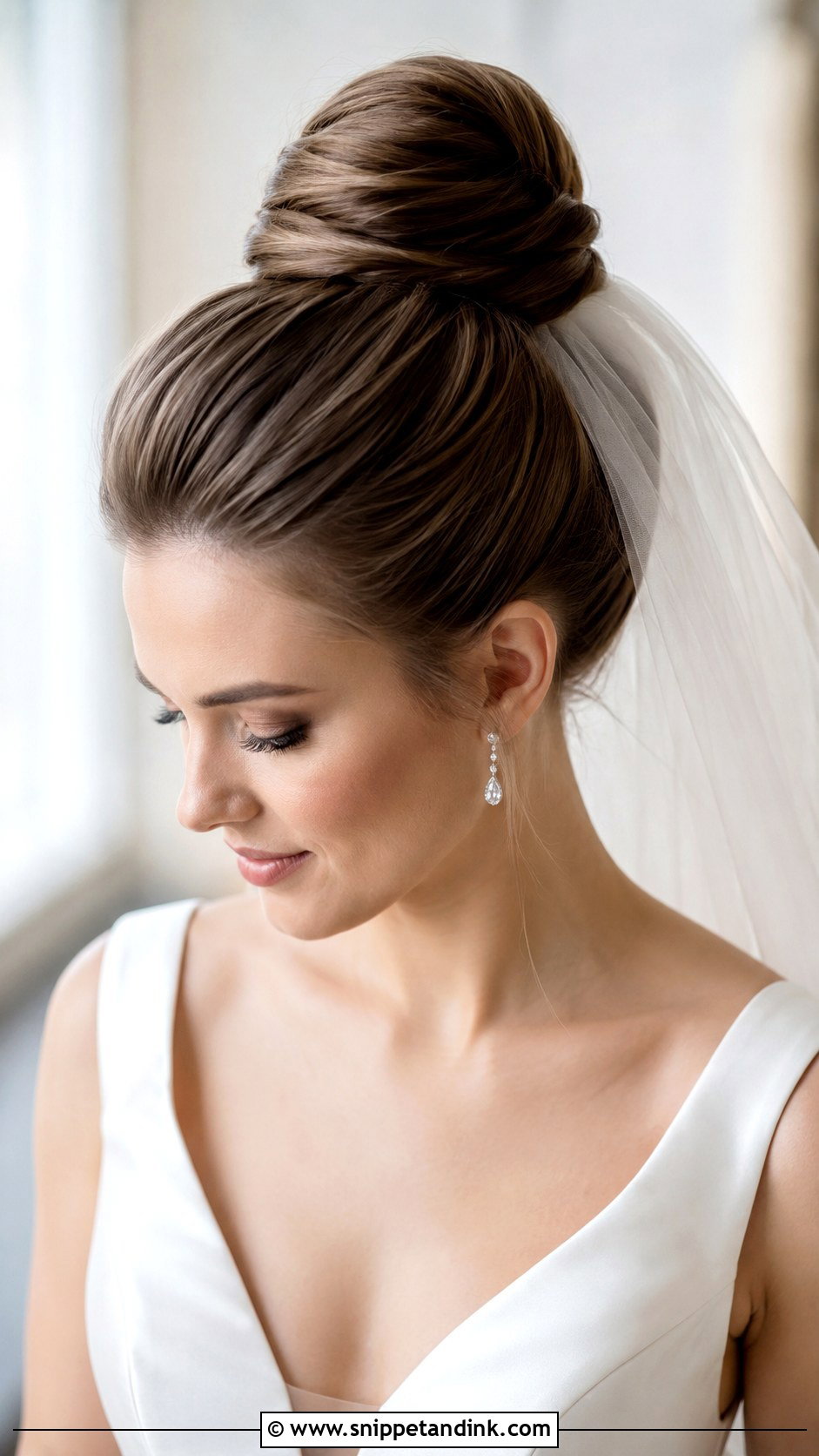Long Bridal High Bun - Snippet and Ink - 15 Long Bridal Wedding Hairstyles