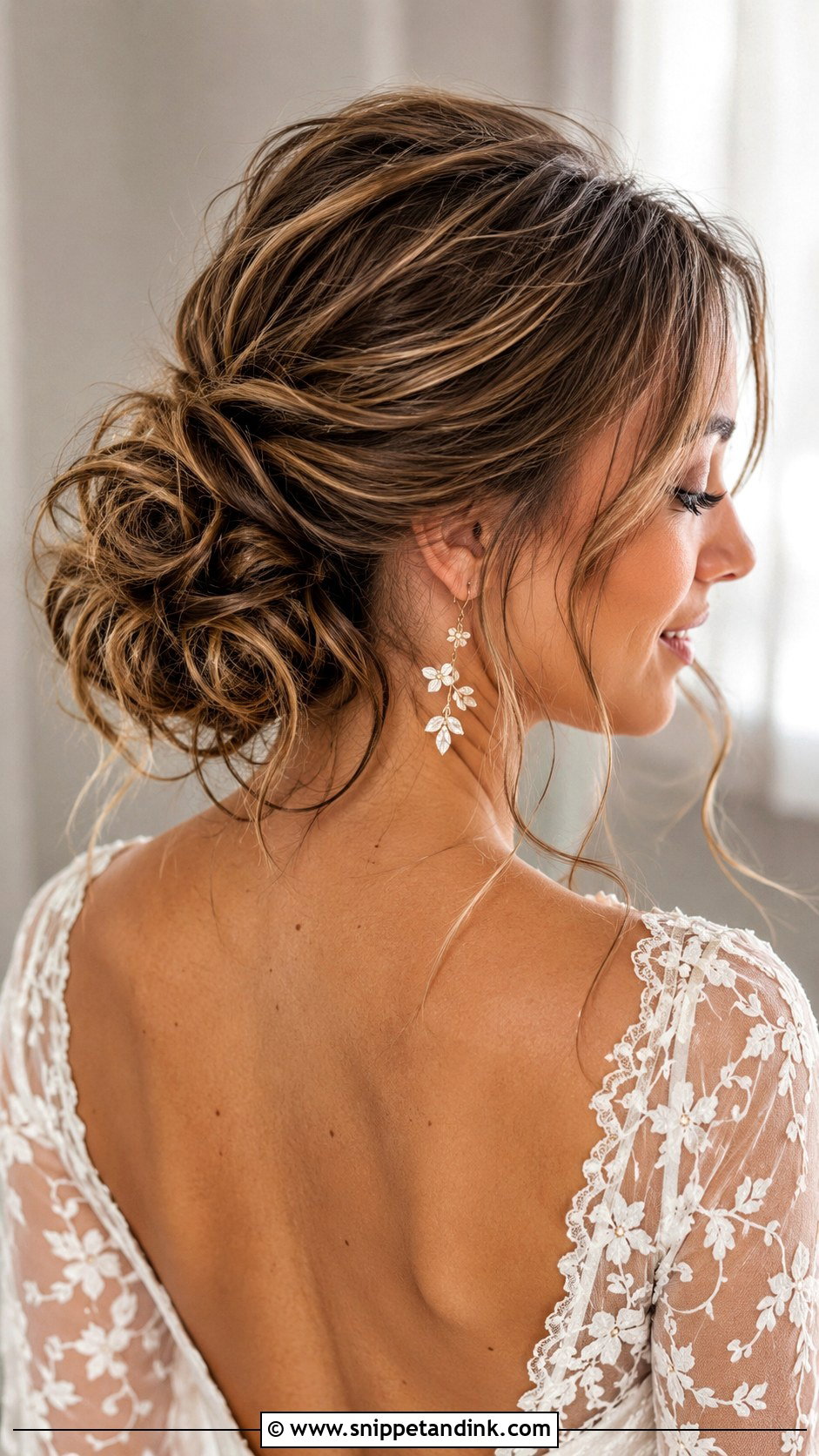 Long Bridal Messy Bun - Snippet and Ink - 20 Long Bride Hair Ideas