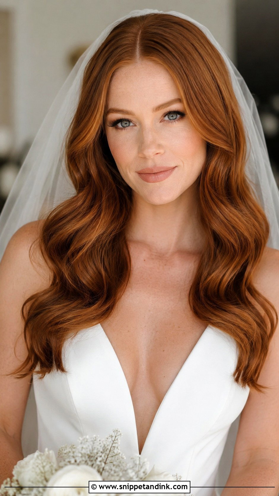 Long Bridal Middle Part Waves - Snippet and Ink - 15 Long Bridal Wedding Hairstyles