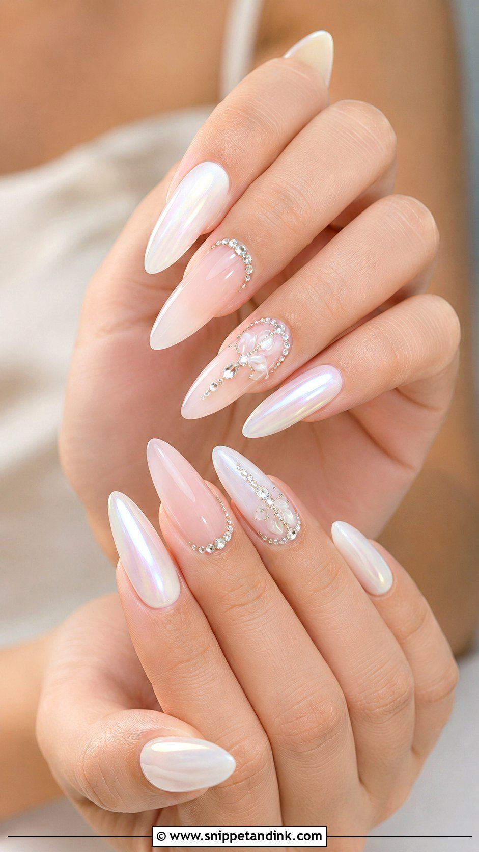 Long Bridal Nail Extensions - Snippet and Ink - 30 Bridal Nail Extension Designs
