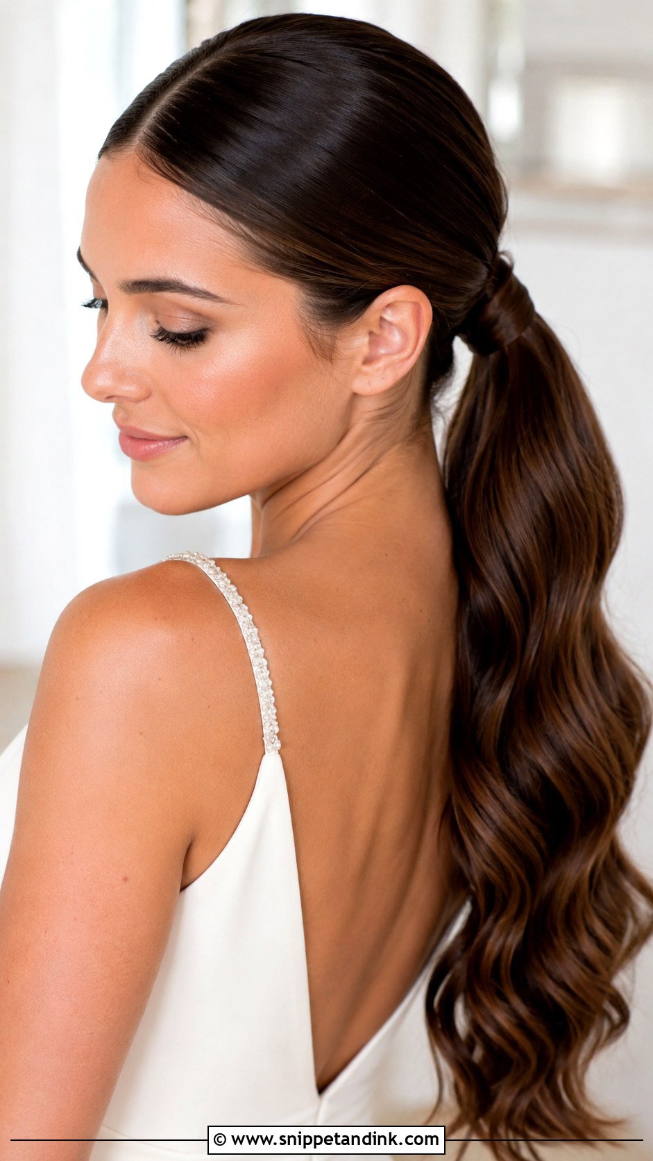 Long Bridal Sleek Ponytail - Snippet and Ink - 15 Long Bridal Wedding Hairstyles