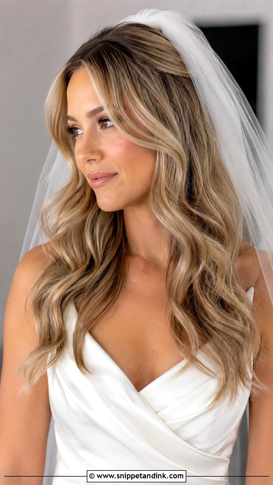 Long Bridal Soft Waves With Veil - Snippet and Ink - 15 Long Bridal Wedding Hairstyles