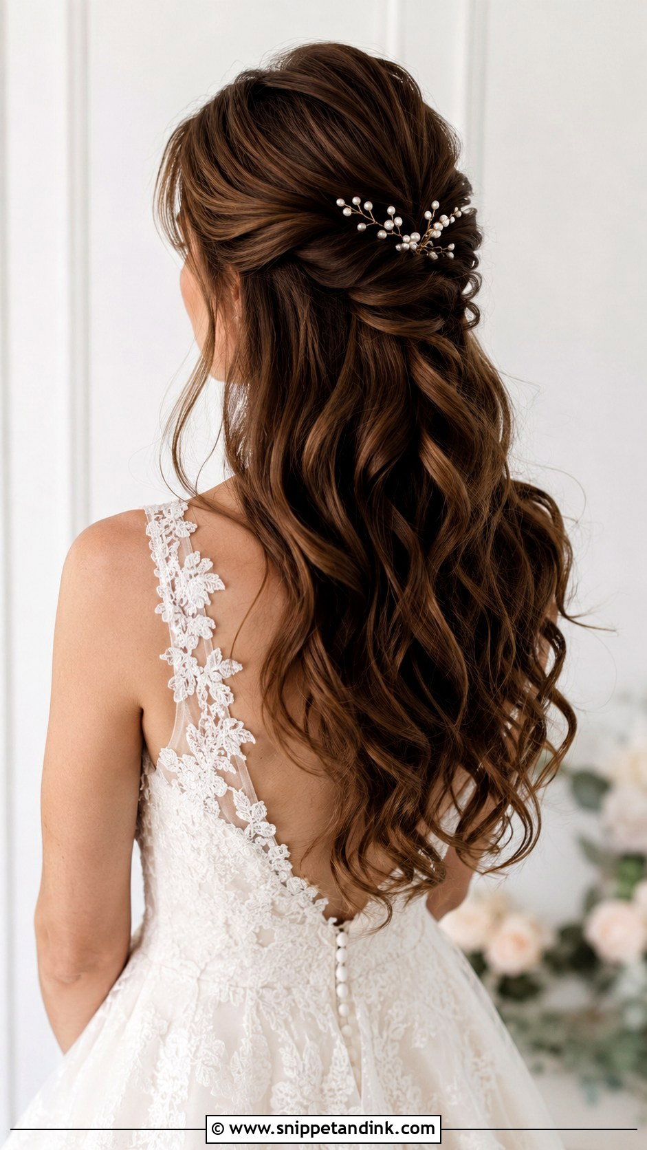 Long Bridal Twisted Half Up Hair - Snippet and Ink - 15 Long Bridal Wedding Hairstyles