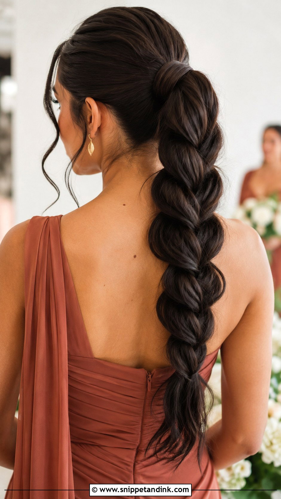 Long Bridesmaid Braided Ponytail - Snippet and Ink - 20 Long Hairstyles for Bridesmaids