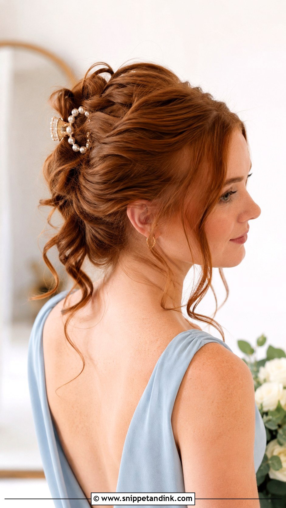 Long Bridesmaid Claw Clip Updo - Snippet and Ink - 20 Long Hair Styles for Wedding Bridesmaid