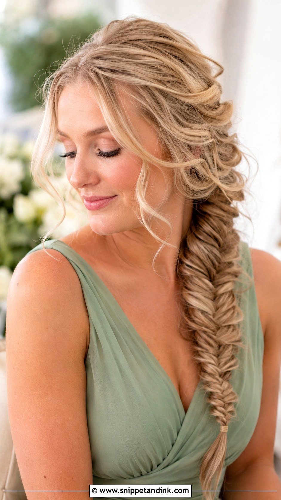 Long Bridesmaid Fishtail Braid - Snippet and Ink - 20 Long Hairstyles for Bridesmaids