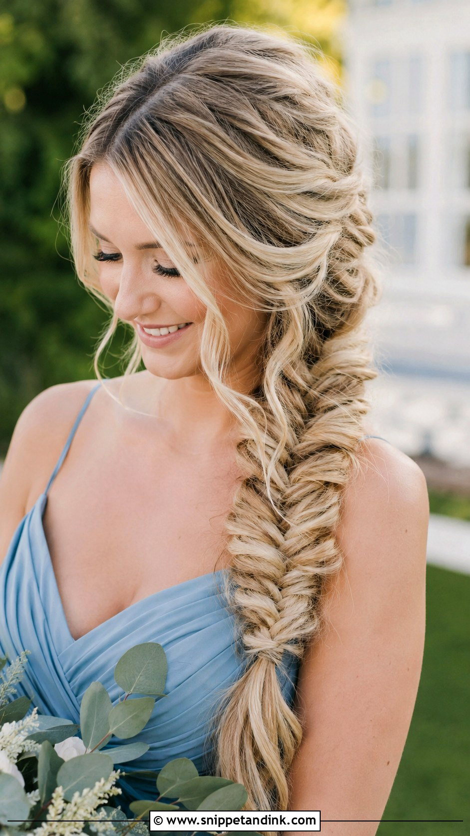 Long Bridesmaid Fishtail Braid - Snippet and Ink - 20 Long Hair Styles for Wedding Bridesmaid