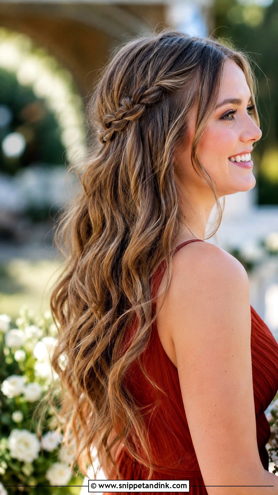 Long Bridesmaid Hair Down With Hidden Braids - Snippet and Ink - 25 Bridesmaid Hair Down Long Ideas
