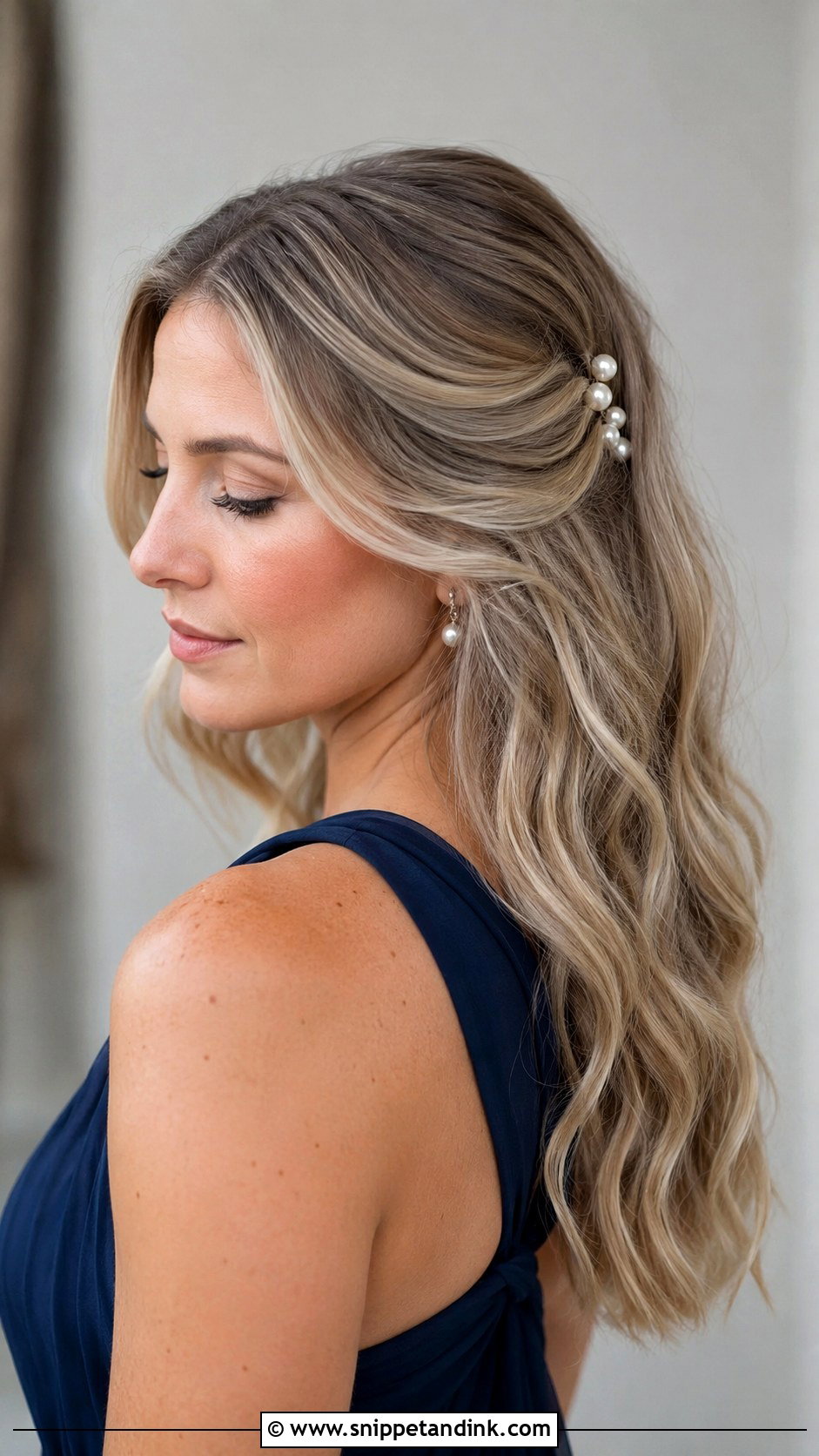 Long Bridesmaid Hair Down With Pearl Pins - Snippet and Ink - 25 Bridesmaid Hair Down Long Ideas