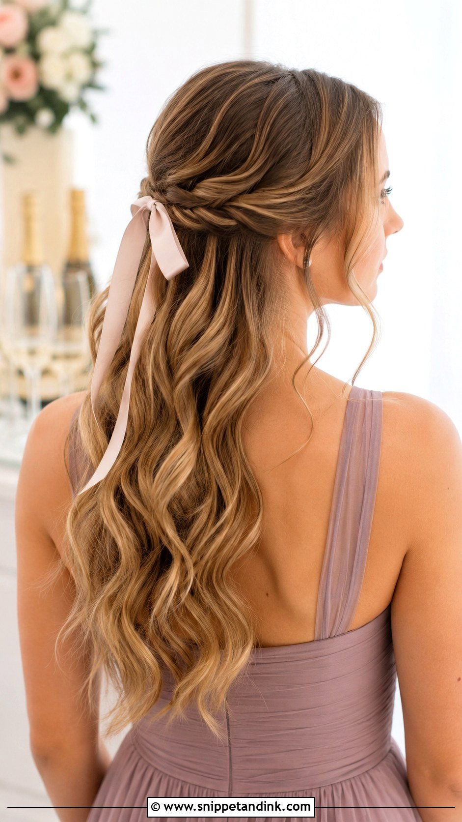 Long Bridesmaid Hair Down With Ribbon - Snippet and Ink - 25 Bridesmaid Hair Down Long Ideas