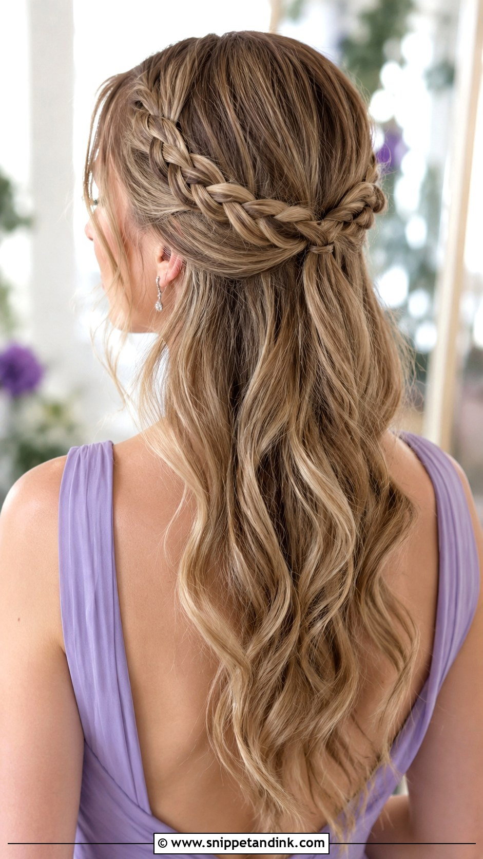Long Bridesmaid Half Up Braid - Snippet and Ink - 20 Long Hairstyles for Bridesmaids