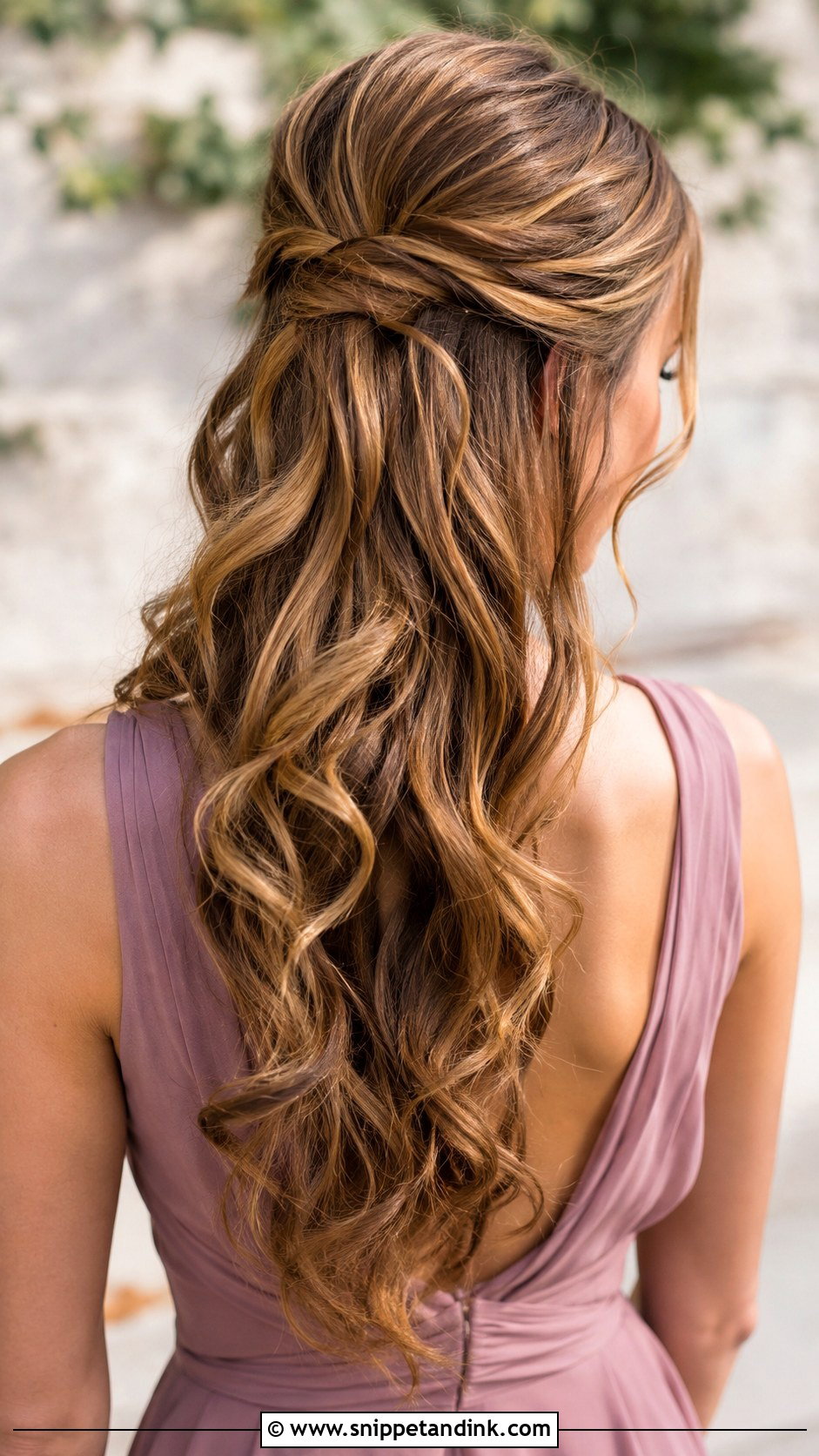 Long Bridesmaid Half Up Half Down - Snippet and Ink - 20 Long Hairstyles for Bridesmaids