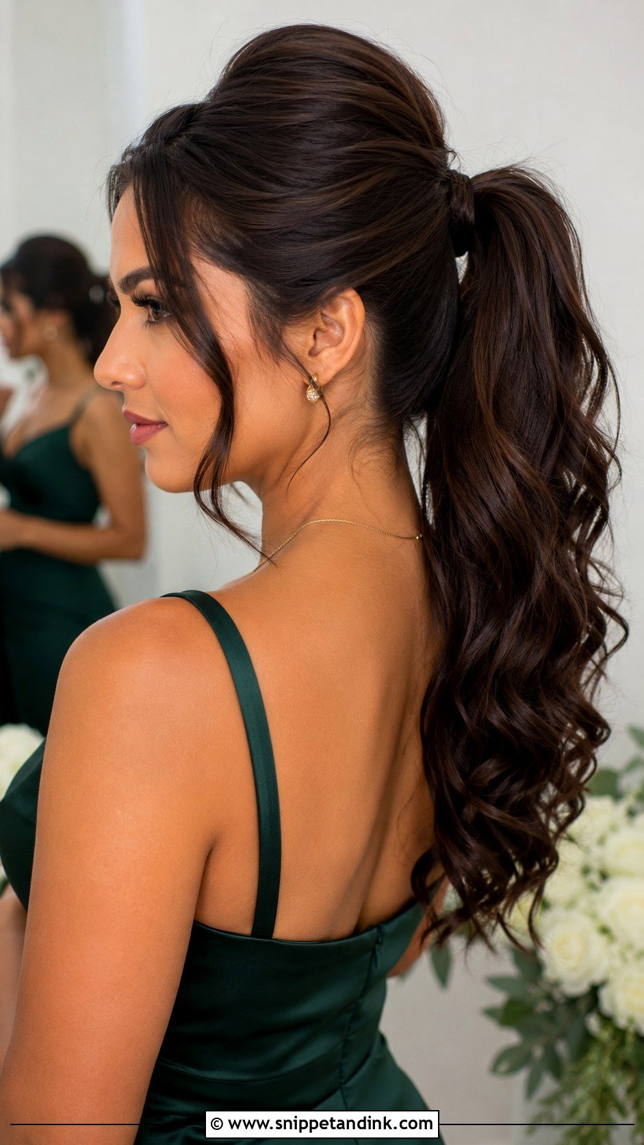Long Bridesmaid High Ponytail - Snippet and Ink - 20 Long Hair Styles for Wedding Bridesmaid