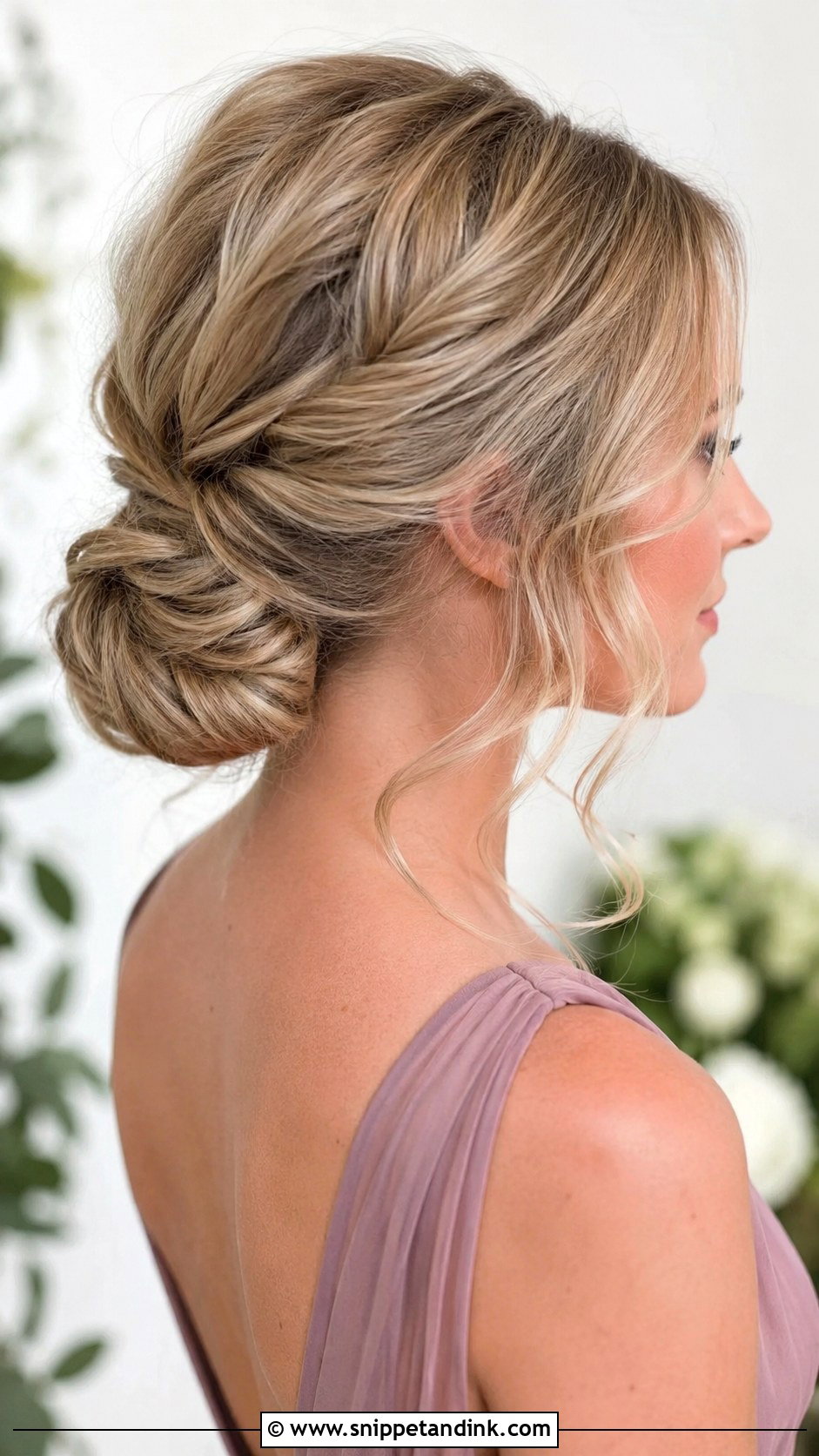 Long Bridesmaid Low Bun - Snippet and Ink - 20 Long Hairstyles for Bridesmaids