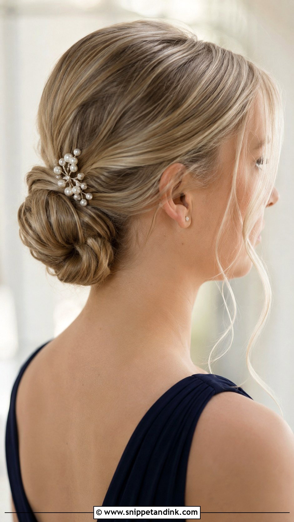 Long Bridesmaid Low Chignon - Snippet and Ink - 20 Long Hair Styles for Wedding Bridesmaid