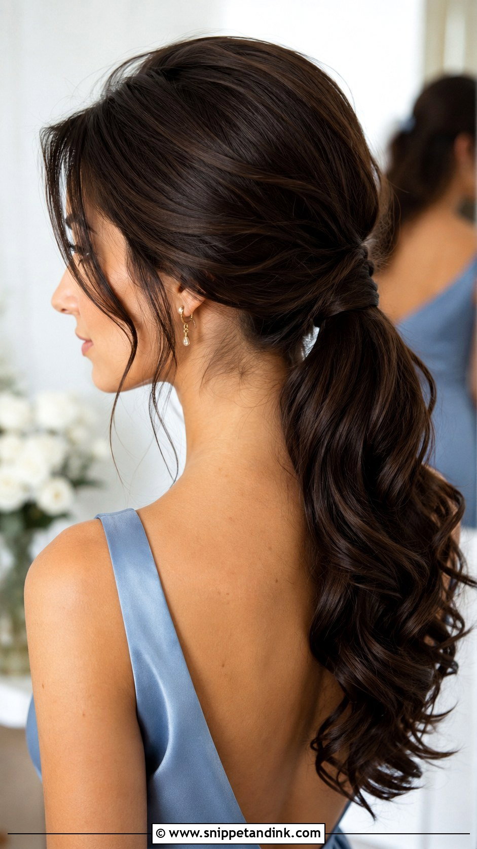 Long Bridesmaid Low Ponytail - Snippet and Ink - 20 Long Hairstyles for Bridesmaids