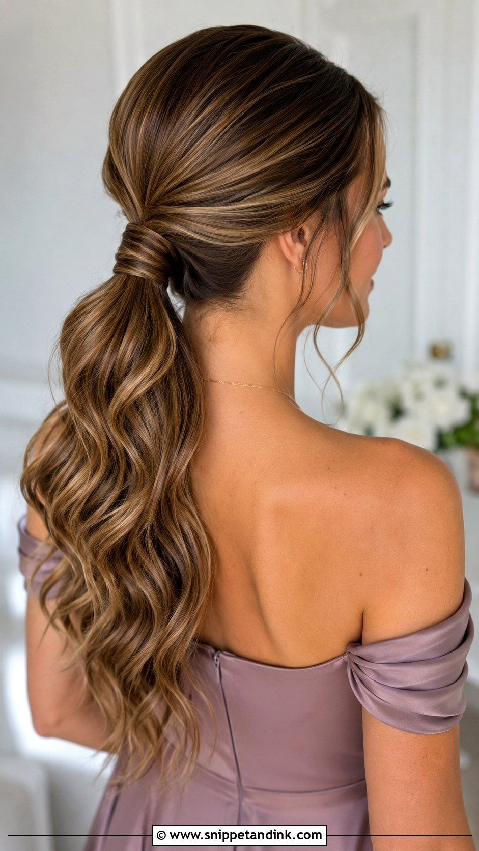 Long Bridesmaid Low Ponytail - Snippet and Ink - 20 Long Hair Styles for Wedding Bridesmaid
