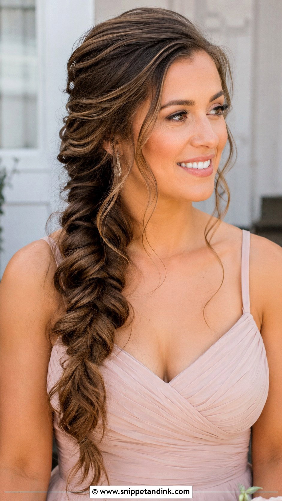 Long Bridesmaid Side Braid - Snippet and Ink - 20 Long Hairstyles for Bridesmaids