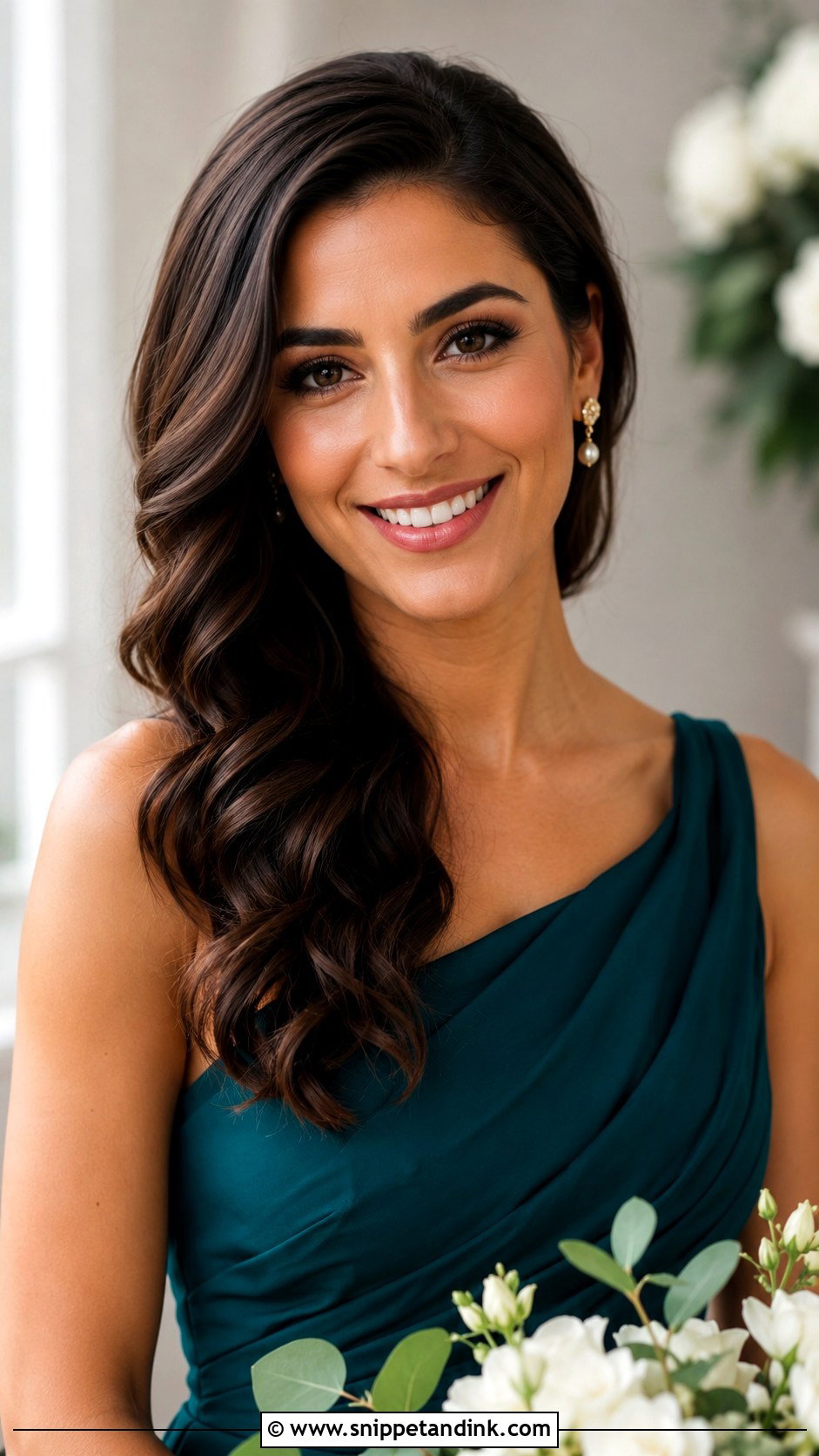 Long Bridesmaid Side Swept Hair - Snippet and Ink - 20 Long Hair Styles for Wedding Bridesmaid