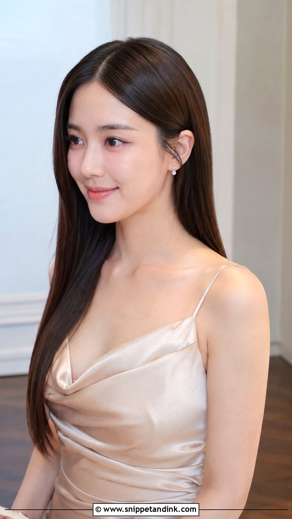 Long Bridesmaid Sleek Straight Hair - Snippet and Ink - 20 Long Hairstyles for Bridesmaids