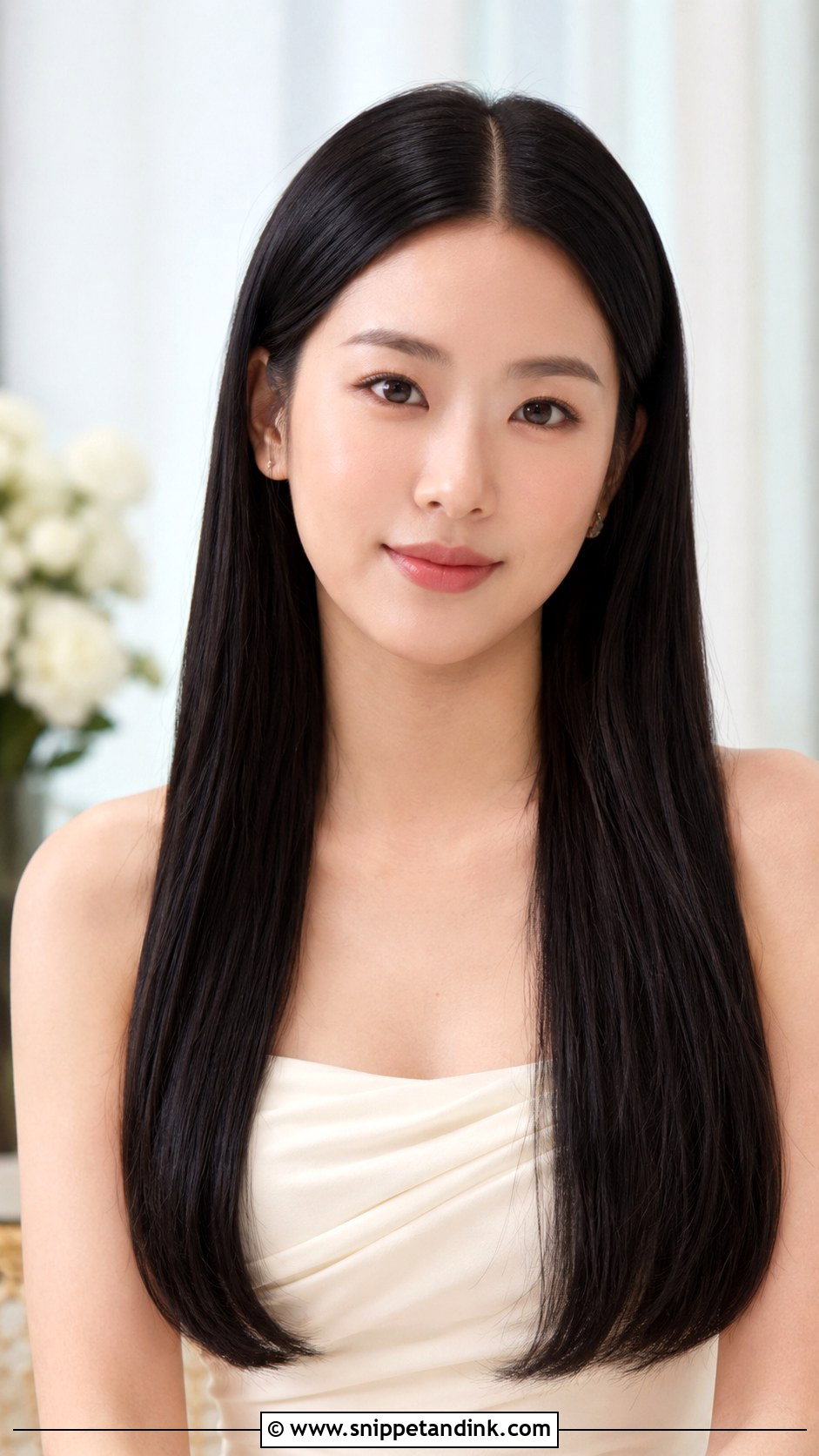 Long Bridesmaid Sleek Straight Hair - Snippet and Ink - 20 Long Hair Styles for Wedding Bridesmaid